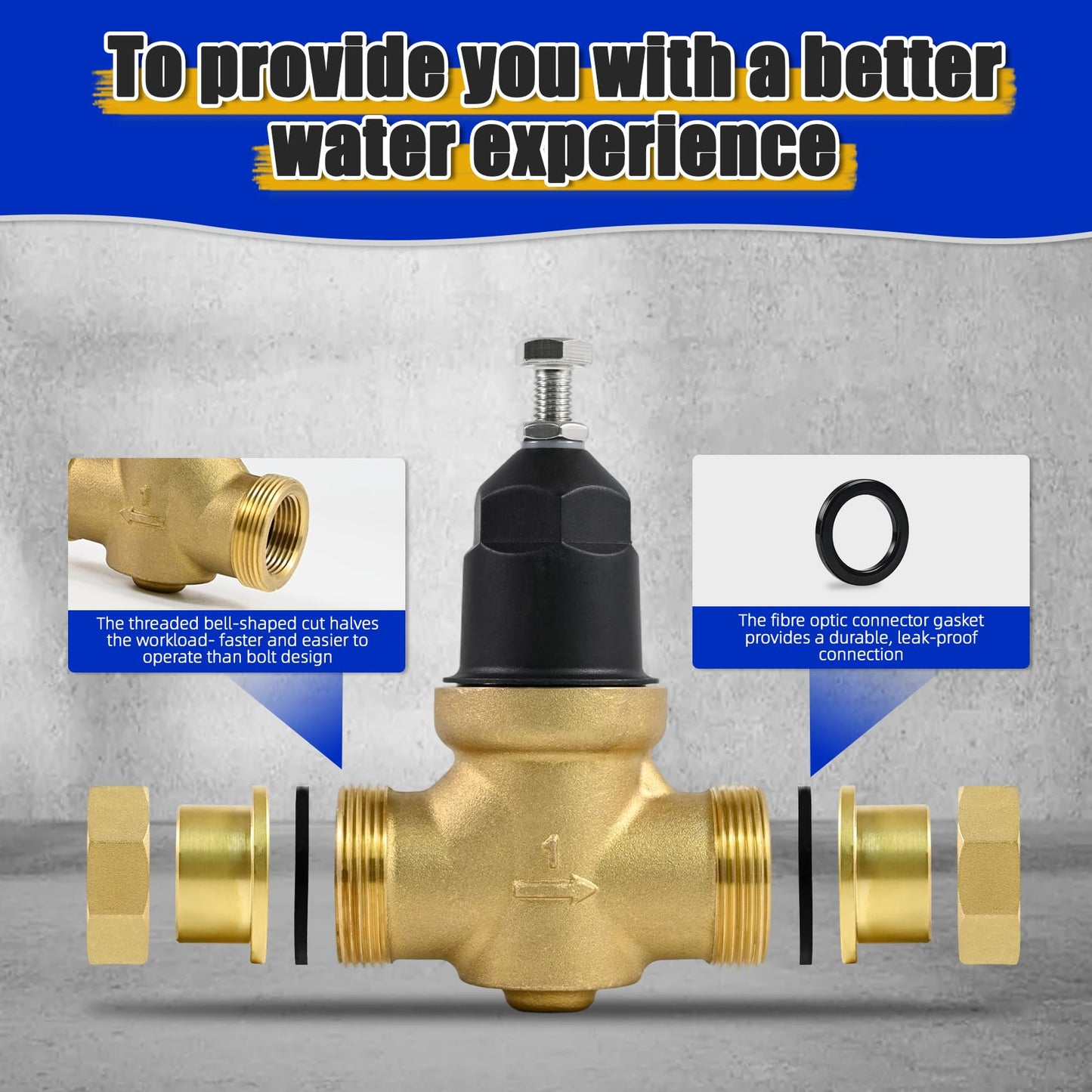 1-NR3XLDU 1" NR3XLDU Water Pressure Reducing Valve, 1" NR3XL with Double Union FNPT Connection,1 Inch NR3XLDU 15-75 PSI, Built-In Stainless Steel Strainer for Home, Commercial, Plumbing Applications