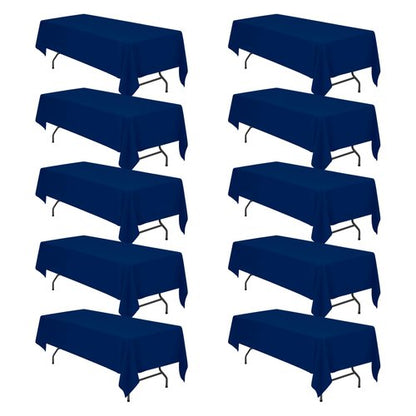 BRILLMAX 10 Pack Navy Blue Tablecloths 60 x 126 Inch for 8ft Rectangle Tables - 150 GSM Polyester Fabric, 15" Standard Drop, Water, Stain & Wrinkle Resistant Cloth Cover for Wedding Dining Buffet
