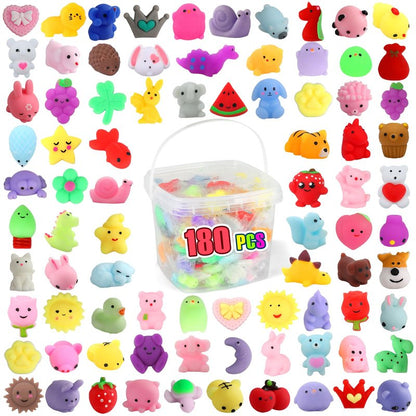 180 Pack Squishy Toys, Kawaii Squishies Party Favors for Kids 4-8 8-12, Mochi Squishy Animals Treasure Box Toys Classroom Prizes Easter Egg Fillers Basket Goodie Bag Stuffers