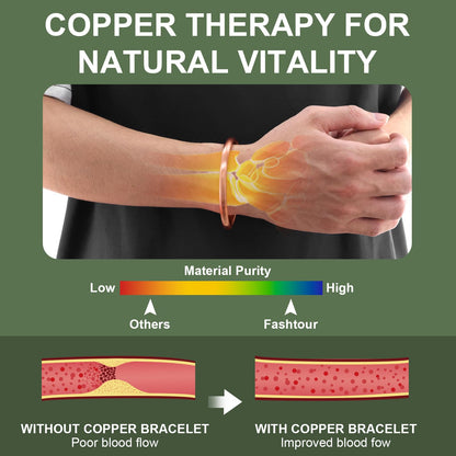Fashtour Pure Copper Bracelet – Copper Bracelet for Men & Women – 100% Solid, Raw & Uncoated Handmade Hammered Tibetan Cuff Bangle (Copper651W8C)