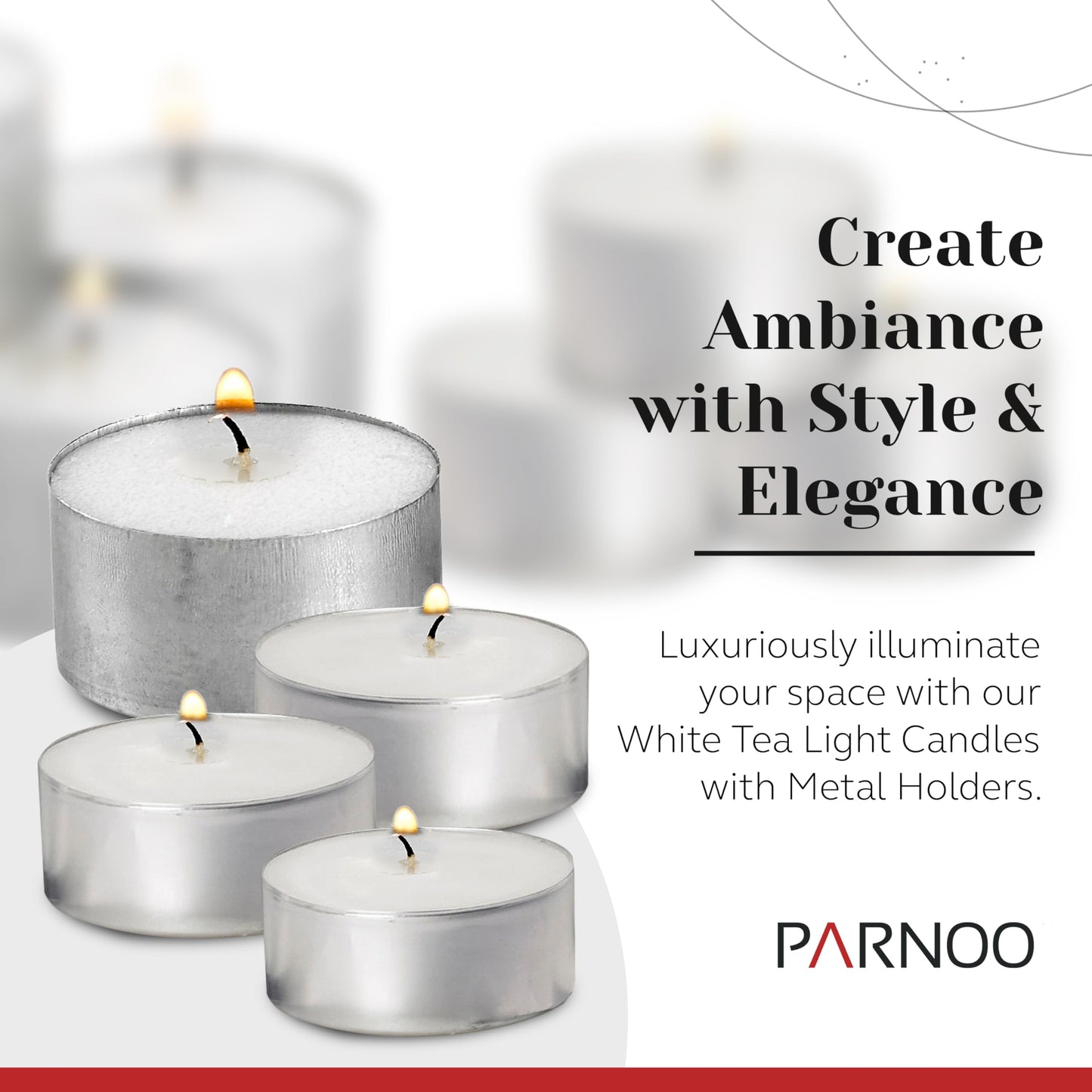 Tea Light Candles in Metal Cups - 6 Hours Clean, Long Burning White Unscented - 520 Candles - Bulk for Romantic Dinner, Wedding, Spa & Hotels by PARNOO