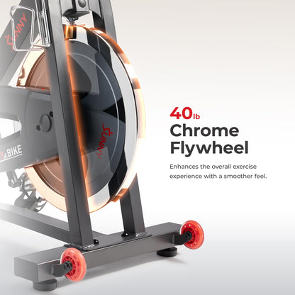 Sunny Health & Fitness Smart Pro Indoor Cycling Exercise Bike, Felt Resistance and Belt Drive with Bluetooth Connectivity and SunnyFit® App - SF-B901SMART