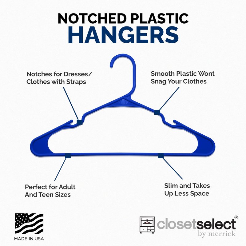 Closetselect Plastic Hangers 50 Pack - Space Saving Clothes Hangers, Made in USA, Durable & Strong Plastic Shirt & Coat Hanger with Notches & Shoulder Grooves, Non-Slip Clothing Hangers | Royal Spice