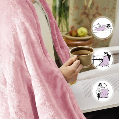 Heated Blanket Throw 50"x60", ETL & FCC Certified Electric Blanket with 3-Hour Timer Auto-Off & 5 Heating Levels, Overheat Protection, Machine Washable - Dusty Pink