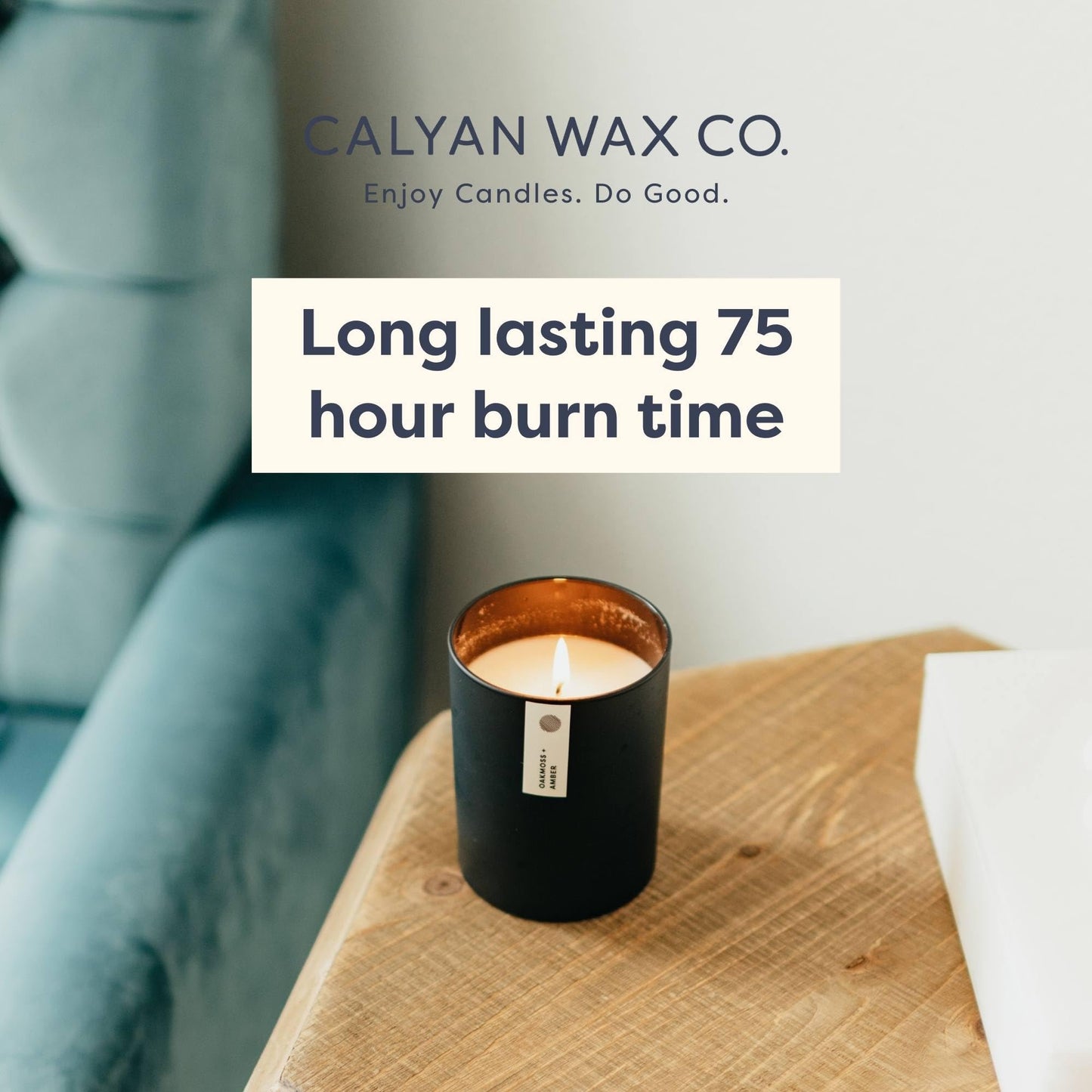 Calyan Wax Co. Palo Santo & Cypress Scented Candle - 75 Hour Burn - Luxury Clean Soy Wax Candles - Long Lasting Black Tumbler Jar Candle for Home - 10.2oz