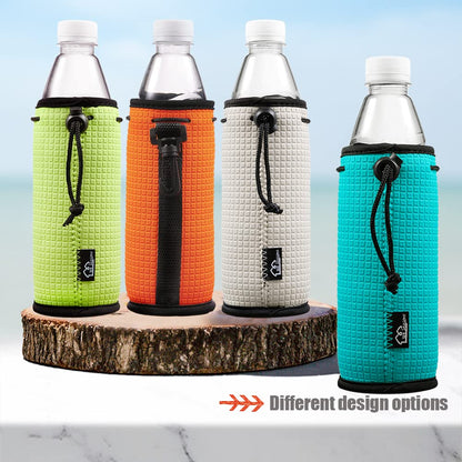 WKieason Neoprene Water Bottle Sleeves Insulators Beverage Bottle Can Sleeves Covers 16 17 18 oz Beer Bottle Sleeves Coolers Holder Non-slip Neoprene Bottle Coolier Sleeves (Neon Green/Orange/Grey)