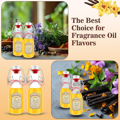 10 pack Vanilla Extract Bottles ，Flip Top vanilla bottles,10 pcs Vanilla Extract Stickers for homemade vanilla extract bottles Syrup Gift Glass Food Storage Canister Set (Transparent , 4oz-10pack)