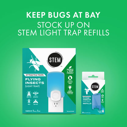 STEM Light Trap: Indoor Fruit Fly Trap, Effective Insect Control for Home, Attracts and Traps Flying Insects, Emits Soft Blue Light, Starter Kit with 1 Plug-In Device and 1 Cartridge