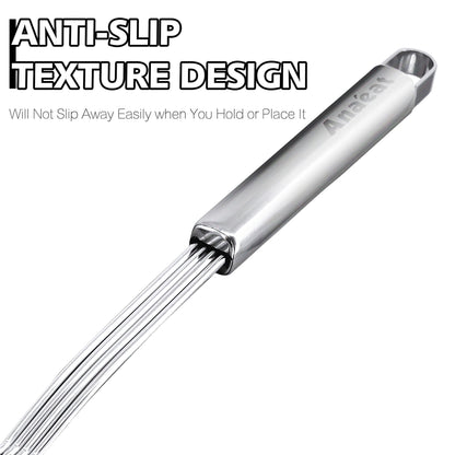 Anaeat Stainless Steel Spider Strainer Skimmer - Solid Kitchen Strainer Ladle with Long Handle for Cooking and Frying, Reinforced Double Coil Slotted Spoons for Pasta, Noodle, Spaghetti (5.5 Inch)