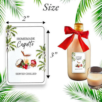 18pcs Coquito Labels for Bottles Christmas, Size 2" X 3" Coquito Xmas Puerto Rico Stickers, for 8oz, 16oz, 32oz Bottles