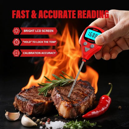 AWLKIM Digital Meat Thermometer - Rechargeable Instant Read with 40-Inch Probe | IP67 Waterproof, Audible Alarm