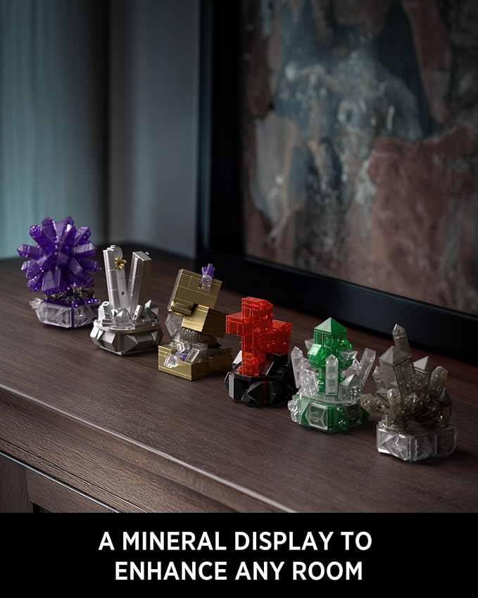 Nifeliz Geology Rock Collection Building Set for Adults 6 Different Kinds of Gemstone Model Toys Creative Desk Decoration &amp Fun Gift for Mineral Lovers (616PCS NF10306)