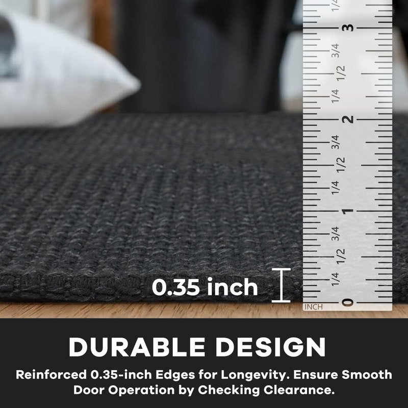 KOZYFLY Rugs for Entryway 3x5 ft Washable Area Rug Non Slip Rubber Backed Entry Rug Woven Indoor Door Mat Cotton Kitchen Rugs Floor Carpet for Entryway, Foyer, Backdoor, Black/Dark Grey