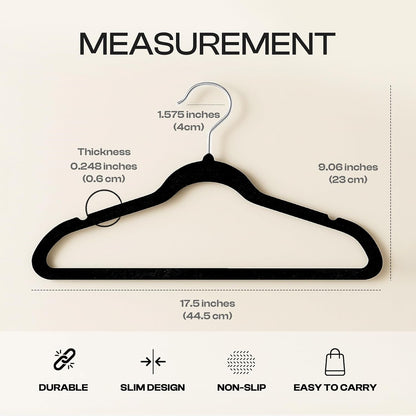 Utopia Home Velvet Hangers - 100 Pack Luxury Non-Slip Slim Coat & Pant Hangers - Black with 360° Swivel Hook