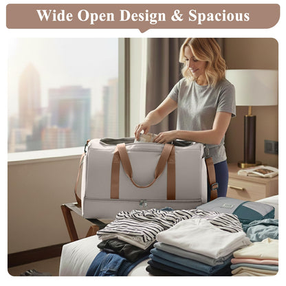 Extra Large Travel Duffle Bag with Shoe Compartment & Toiletry Bag, XL Weekender Bags for Women, Carry On Overnight Bags for Gym Sports, Water-Resistant Hospital Bag for Labor and Delivery