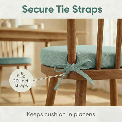 PRONOUS Light Green Winsor Chair Cushions with Ties, Dining Kitchen Chair Seat Pads Non Slip Removable Washable Cover 17"x16" Set of 2