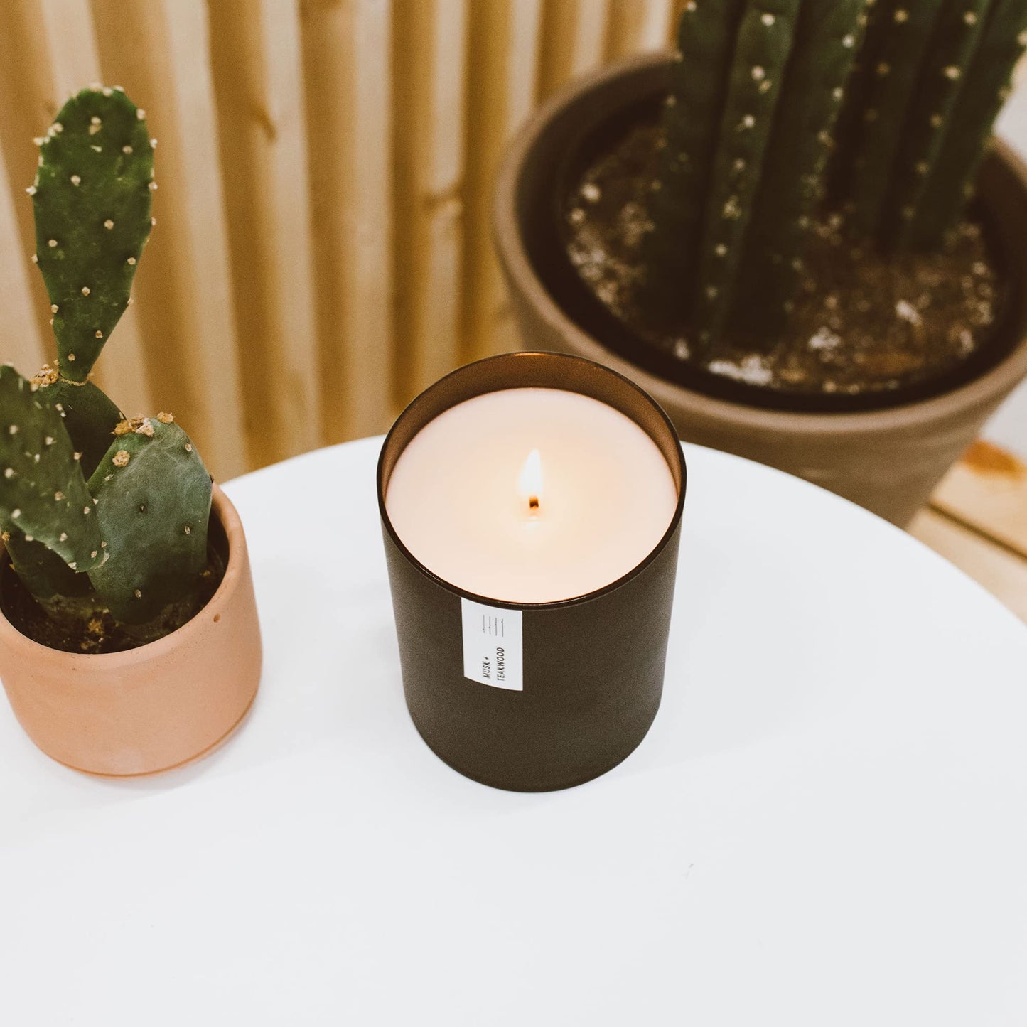Calyan Wax Co. Musk & Teakwood Scented Candle - 75 Hour Burn - Luxury Clean Soy Wax Candles - Long Lasting Black Tumbler Jar Candle for Home - 10.2oz