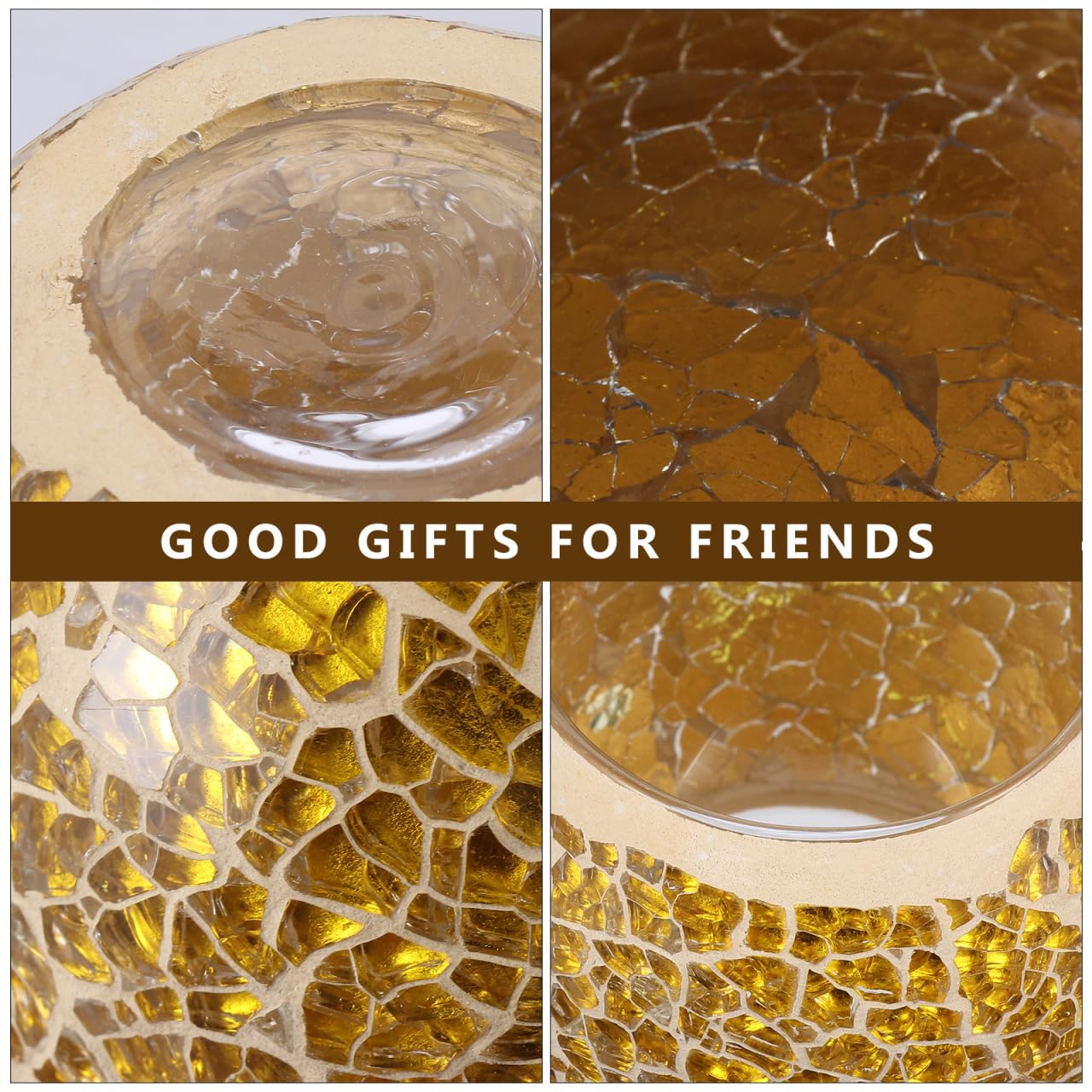 Amosfun Glass Candlestick Decoration 3.35 Inch Mosaic Candle Holder for Tea Light Candles Home Party Table Centerpiece