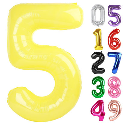 Yellow Number 5 Balloon 40 Inch, 5th Birthday Party Decorations for Children, Giant 5 Foil Balloon for Party Supplies