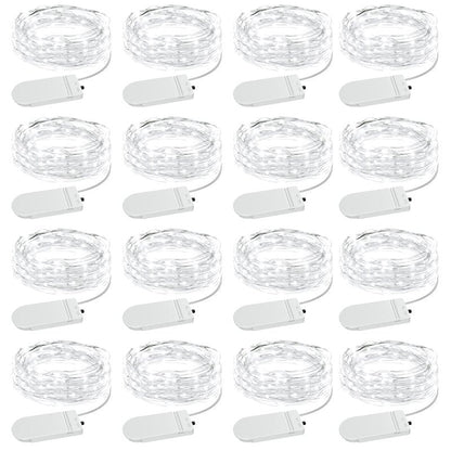 Olafus 16 Pack Fairy Lights Battery Operated, IP68 Waterproof Mini String Light, 7ft Small LED Bottle Light for Wedding Vase Centerpieces Table Decorations Christmas Indoor Party Jars Gift Cool White