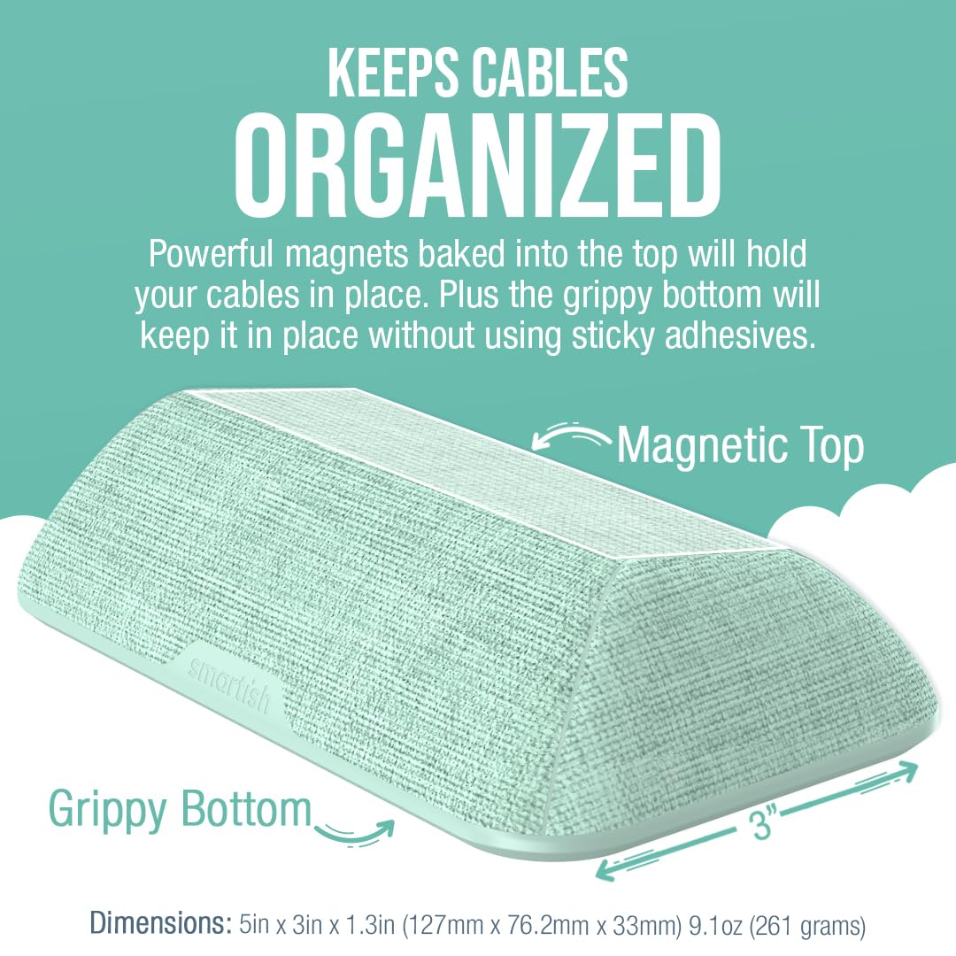 Smartish® Magnetic Cord Holder - Cable Wrangler Organizer with Magnet Clips for Charger Management on Desktop, Nightstand, or Side Table for All Cables, USB-C, Lightning Cables - Lightly Toasted Beige