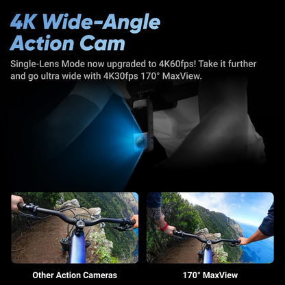 Insta360 X4 No Drone Bundle - 8K Waterproof 360 Action Camera, 4K Wide-Angle Video, Invisible Selfie Stick Effect, Removable Lens Guards, 135 Min Battery Life, AI Editing, Stabilization