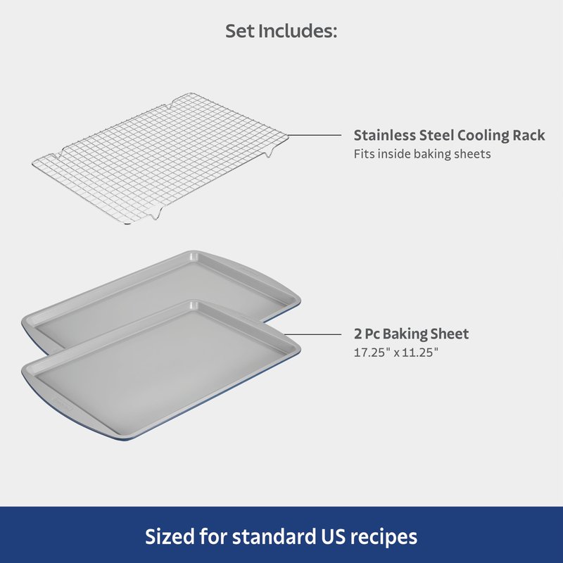 Tramontina Rise 8-Piece Ceramic Baking Pans Set, Non stick Essential Bakeware for Cookies, Loafs, Cakes, Brownies and Muffins
