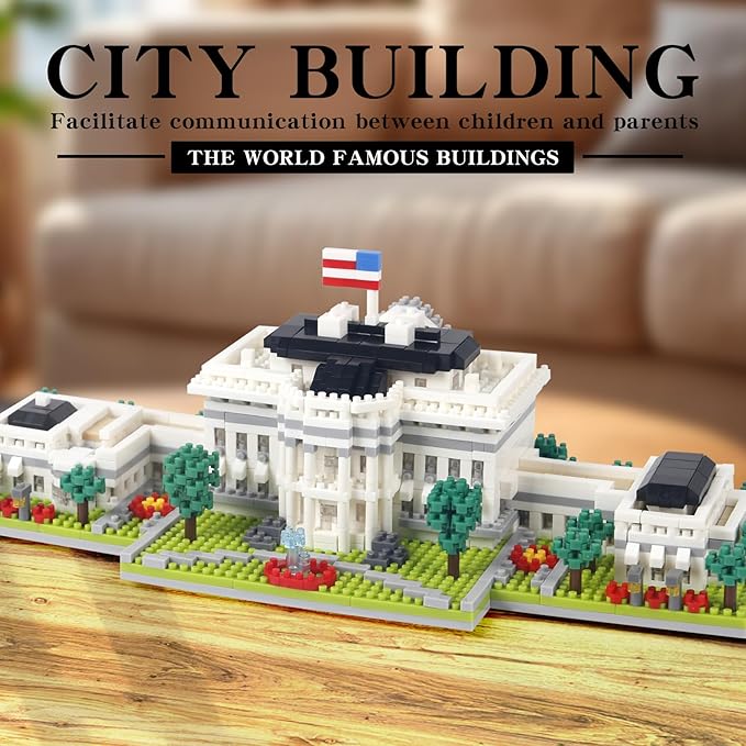 2000+PCS White House Architecture Micro mini Building Blocks SetsCreative Ideals Palace Decoration Collection Perfect Present for 14+ Boys Girls or Adults