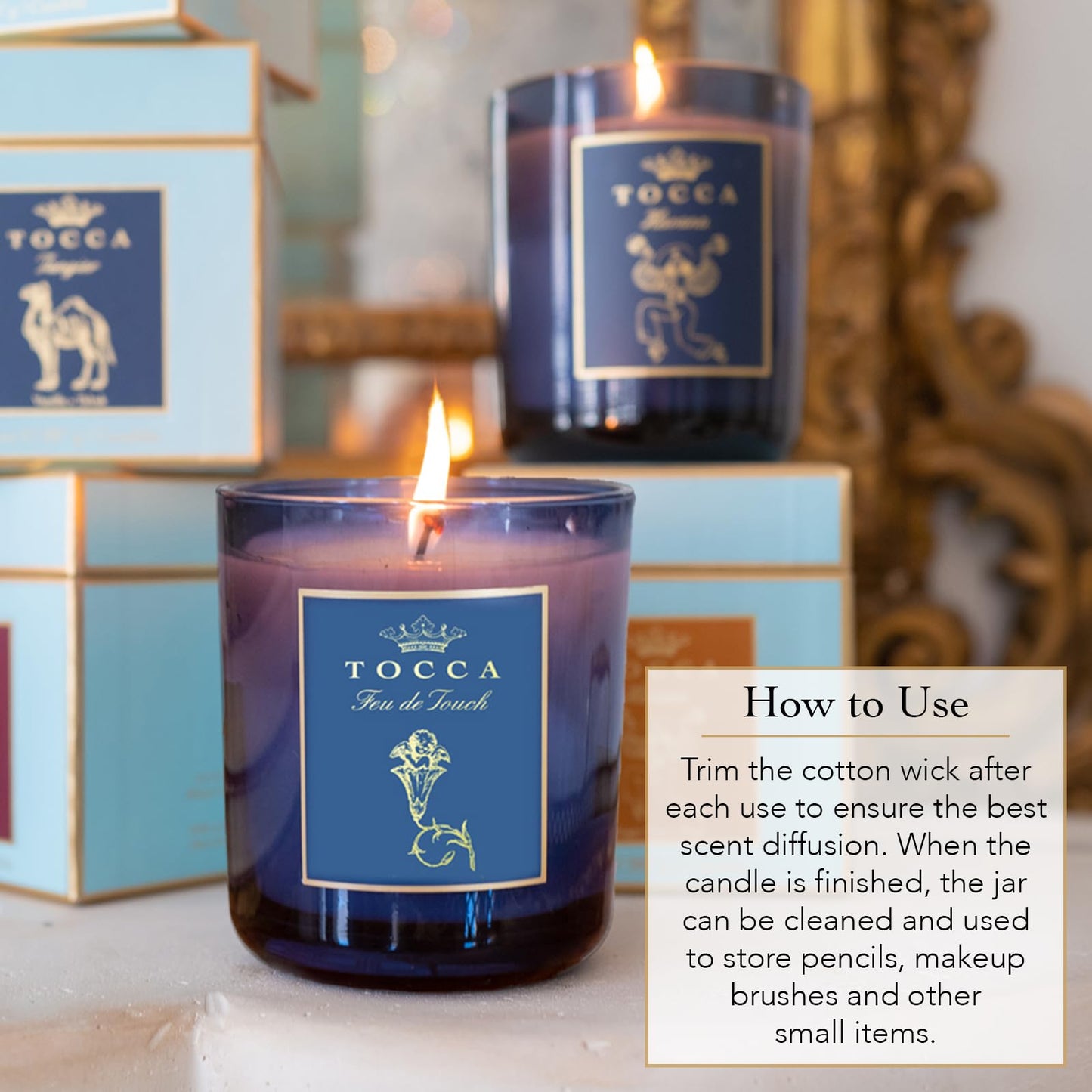 TOCCA Marrakesh 10oz Candle - Patchouli & Amber Scented, Hand Poured Soy-Wax Blend with 100% Cotton Wick, 60 Hour Burn Time