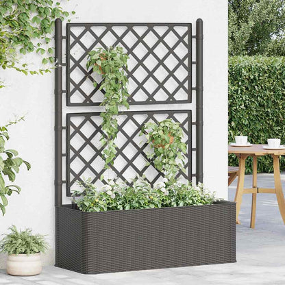Mhdvray Raised Bed Planter 39.4x16.9x55.9 in Anthracite Plastic Self Watering Trellis Box for Climbing Plants Indoor Outdoor Patio Balcony Garden