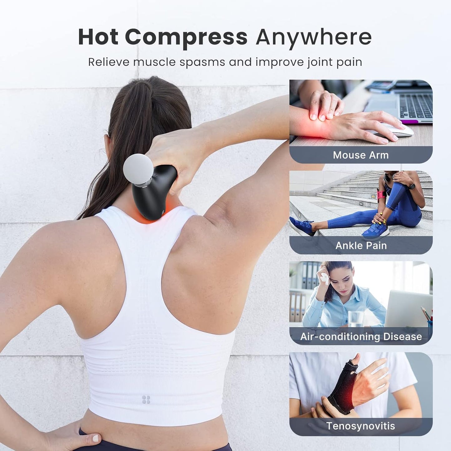 RENPHO Mini Massage Gun with Heat, Portable Percussion Handheld Muscle Massager, Compact Size for On-The-Go, Gifts for Men and Women