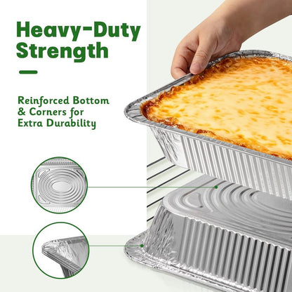Boxential 9x13 Aluminum Pans [40 Pack], Extra Heavy Duty Half Size Disposable Aluminum Foil Pans, Deep Baking Pans for Cooking, Roasting, Heating, and Steam Tables