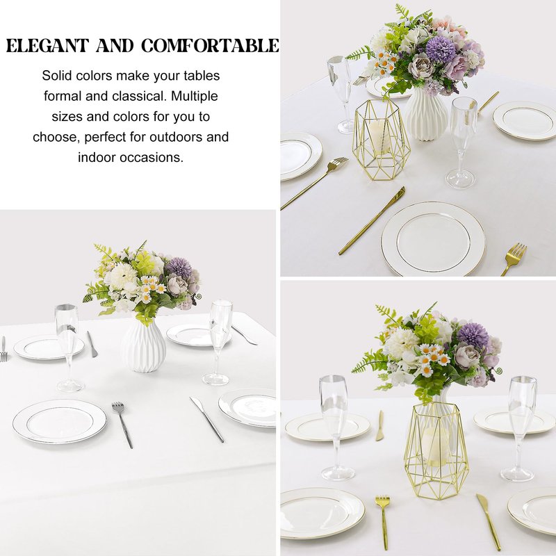 JALANCY 4 Pack Square Table Cloth 70x70 Inch White Tablecloth Machine Washable Fabric Polyester Table Cover for Dining, Buffet Parties, Picnic, Events, Weddings and Restaurants（White）