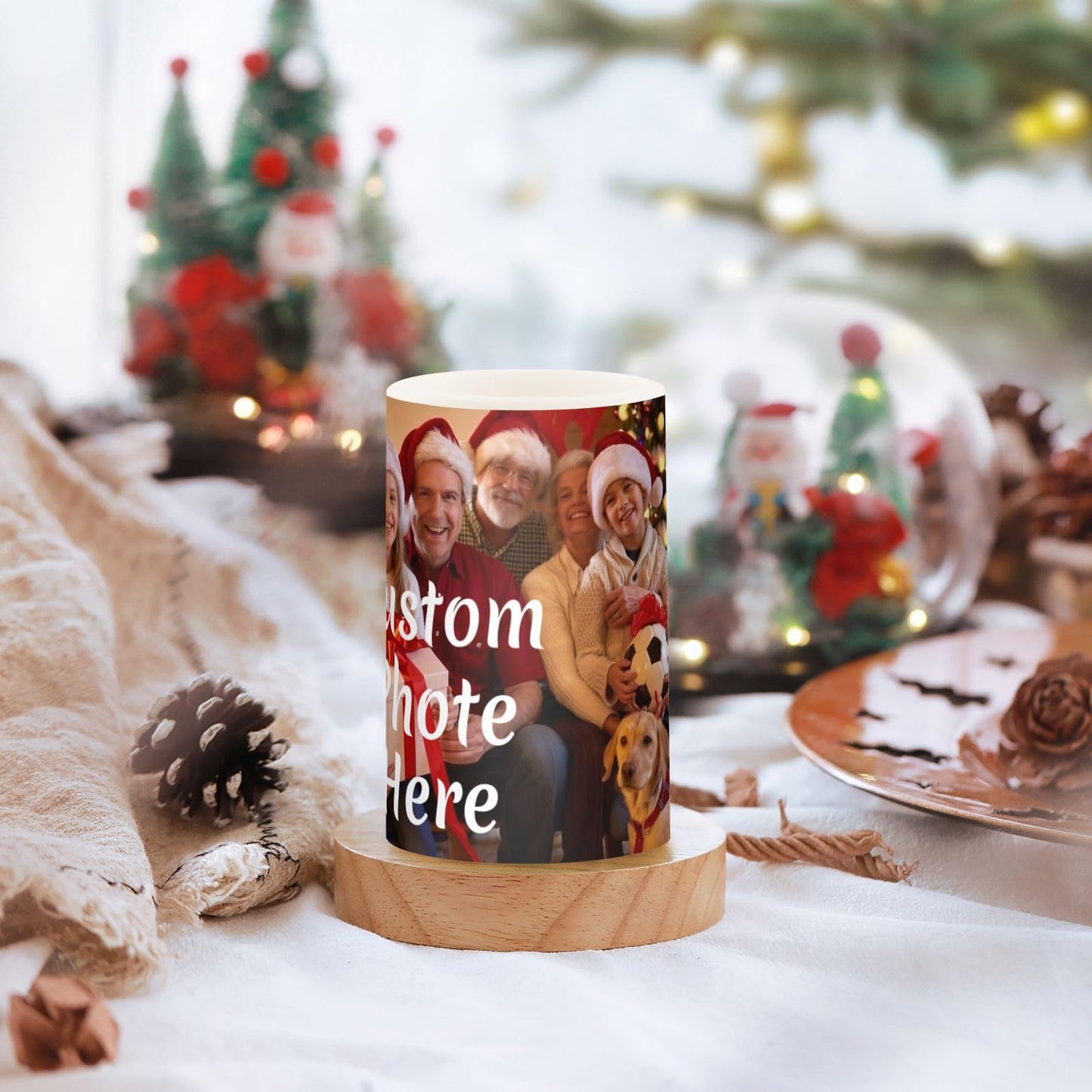 BOENLE Personalized Flickering Flameless Candles, Custom Photo LED Candles Set of 2, Remote Timer Battery Operated Candle for Valentine Wedding Birthday