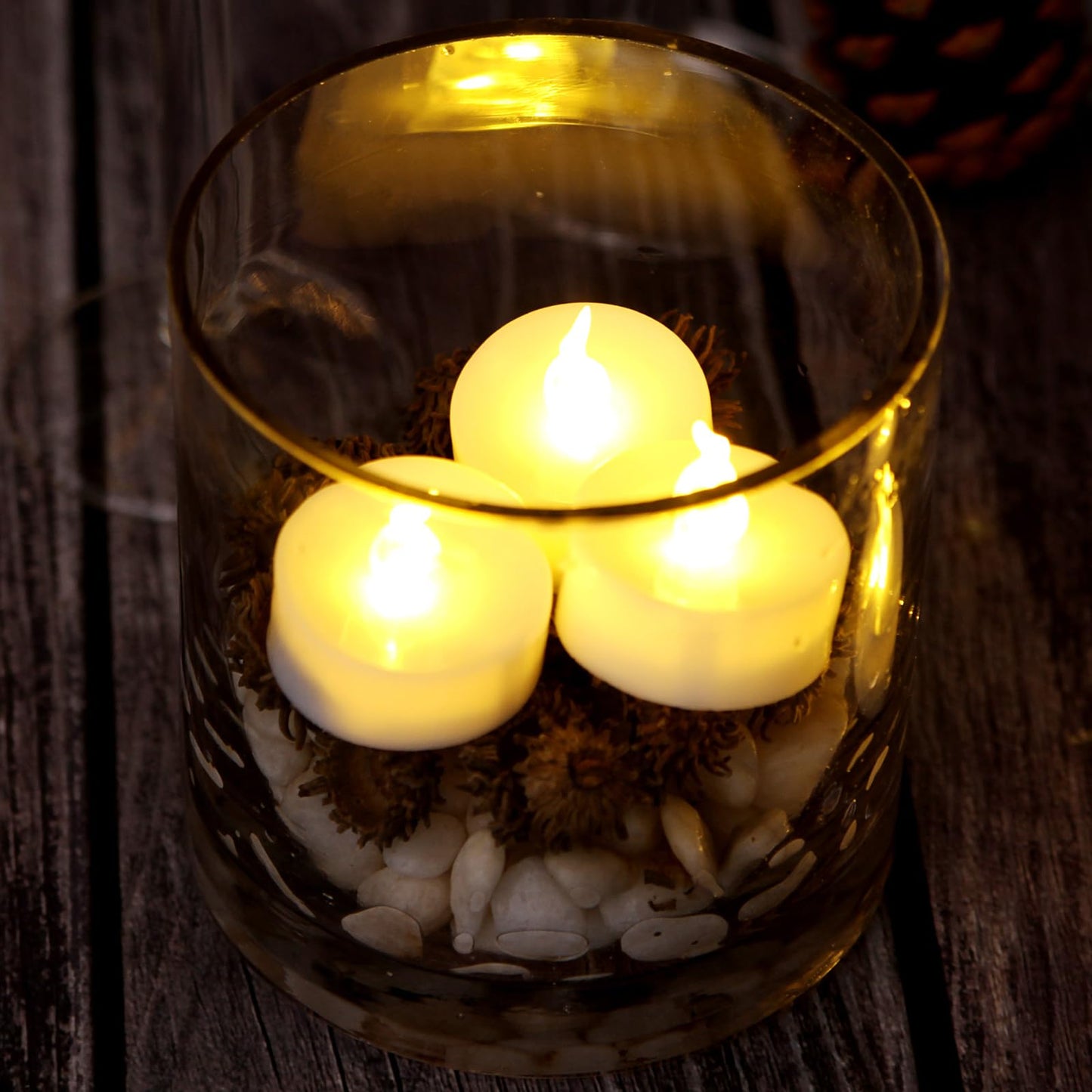 AGPTEK No Flicker Flameless LED Tealights Candles Battery-Operated Long Lasting Tealights for Wedding Holiday Party Home Decoration 24pcs (Warm White)