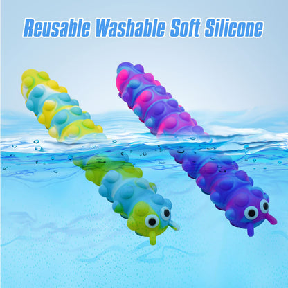 MEIEST 2PCS Pop Bubble Ball Sensory Fidget Toys, 3D Fidget Slug Toy with Light-Up, Silicone Stress Relief Sucker Hand Toys, Office Desk Anti-Anxiety Stretchy Toy for Adults & Kids