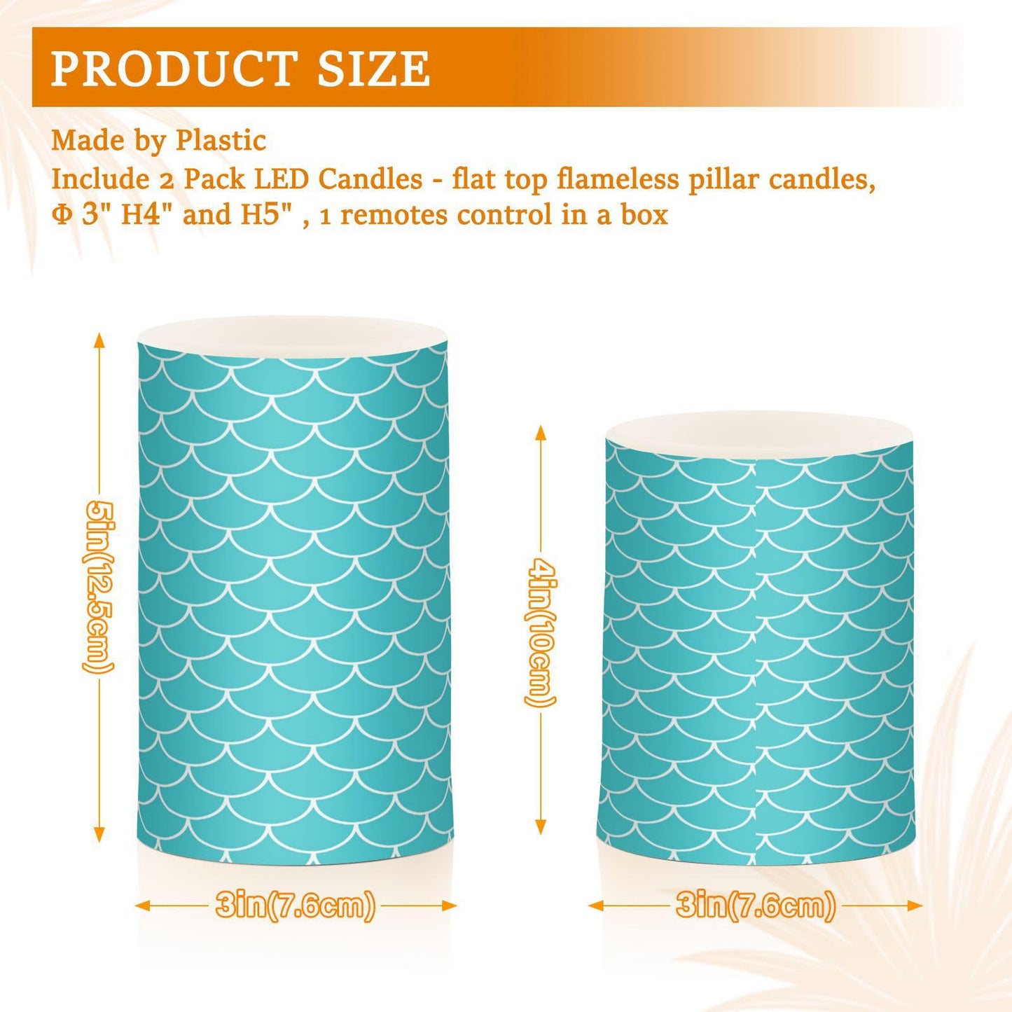 Eionryn Mermaid Scale Flameless Candles Dragon Fish Skin Texture Battery Operated LED Candles with Remote Timer Electric Candles for Party Home Decor 2pcs
