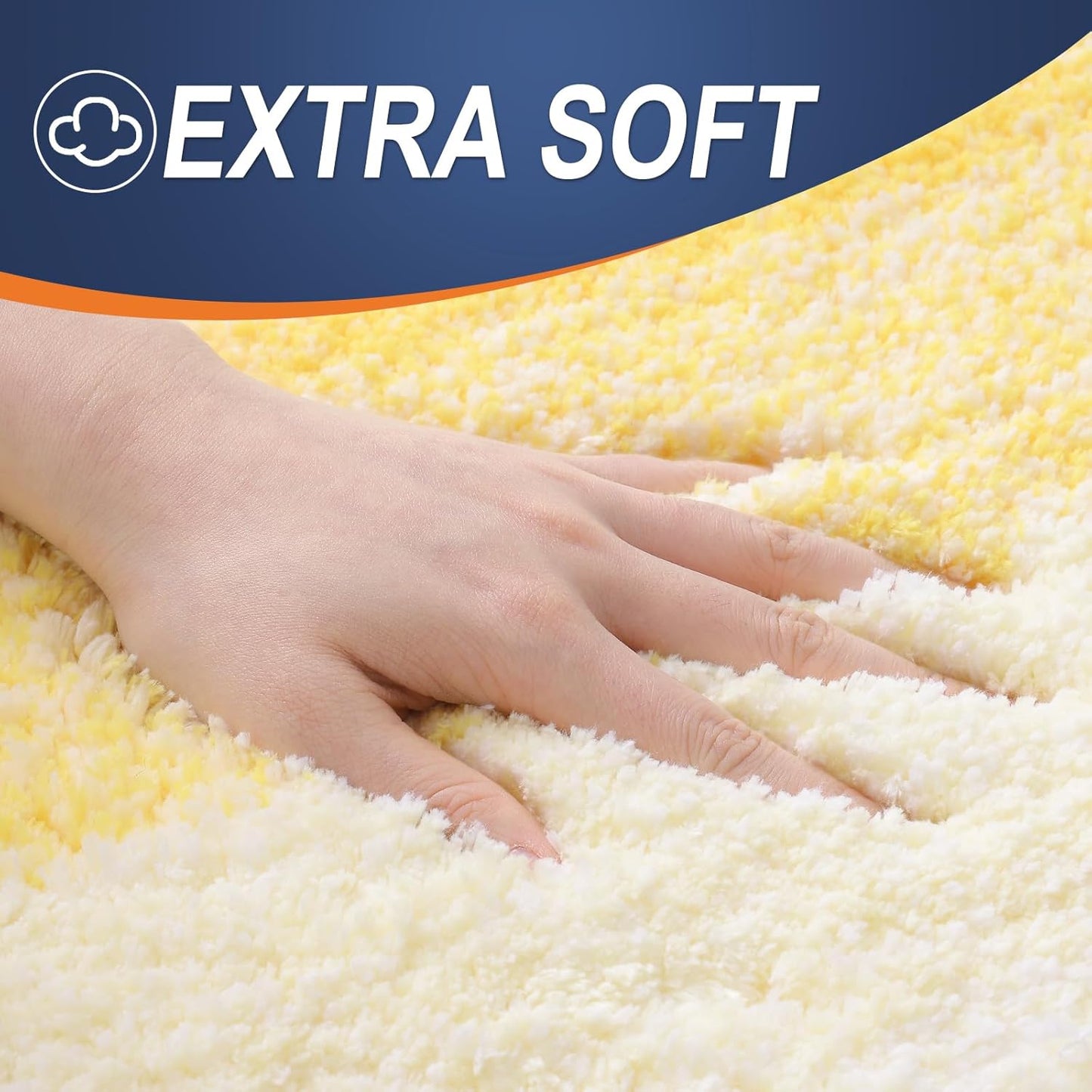 OLANLY Luxury U-Shaped Toilet Rugs - Extra Soft Microfiber, Non-Slip, 24x20, Yellow Bath Mat