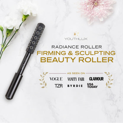 Radiance Roller - Germanium Stone Uplifting Face Beauty Massage Tool/Roller/Wand for Skin Tightening, De-Puffing, Sculpt/Lift, Anti-Aging | Uplift Face Roller, Facial Roller (Rose Gold)