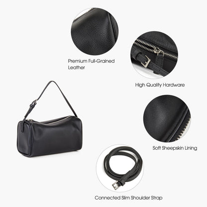 DONNAIN Premium Full-Grained Leather Crossbody Purses for Women, Hobo Bags for Women Crossbody with Adjustable Strap (Black, Small)