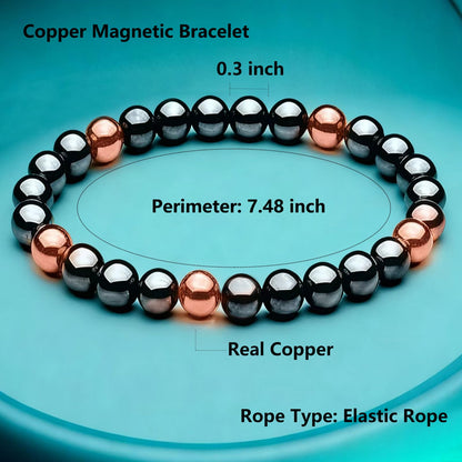 Drkao Woman Copper Bracelets Hematite Magnet Bracelet for Woman Man, Magnetic Therapy Bracelets Christmas Gift of Love Valentine's Day Aniversary Gift Health to Family Pulseras Magneticas For Mother Copper Red 2 Pack