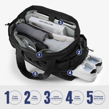SUIKIHUM 50L Travel Duffel Bag for Women, Weekender Travel Bag with Shoe Compartment & Toiletry Bag, Overnight Carry On Bag for Gym Trip, Black