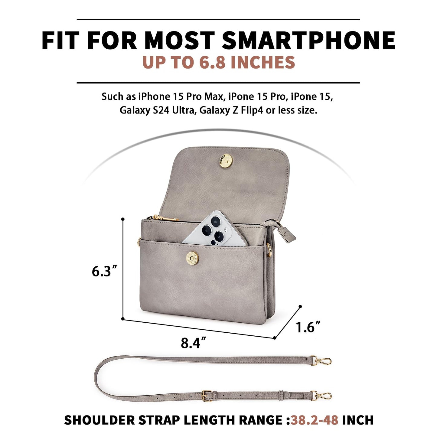 CHOLISS Small Crossbody Bags for Women, Vegan Leather Cell Phone Purse, Mini Travel Purse with Adjustable Strap