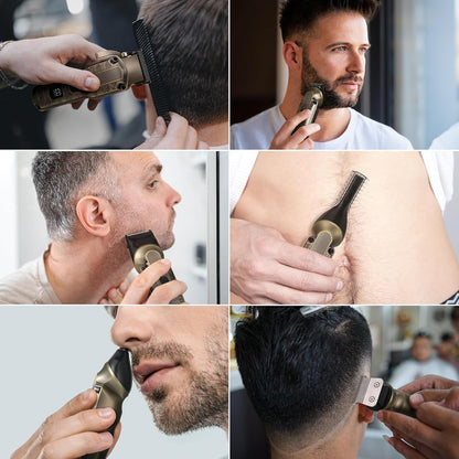 Scttomon Professional Hair Clipper for Men Hair Cutting Kit Men's Beard Trimmer Hair Trimmer Shaver Cordless Barber Clippers and Trimmers Set Bronze