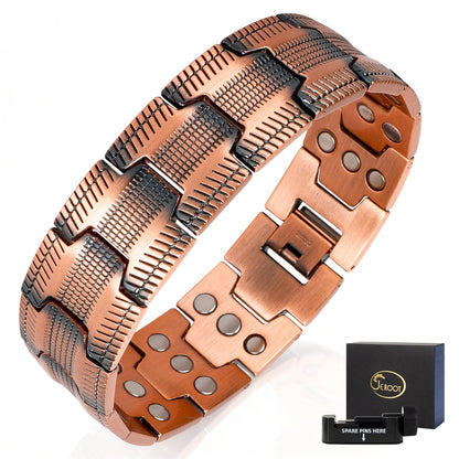 JEROOT Men's 99.99% Pure Copper Magnetic Bracelet, 3500 Gauss Magnets Adjustable with Sizing Tool