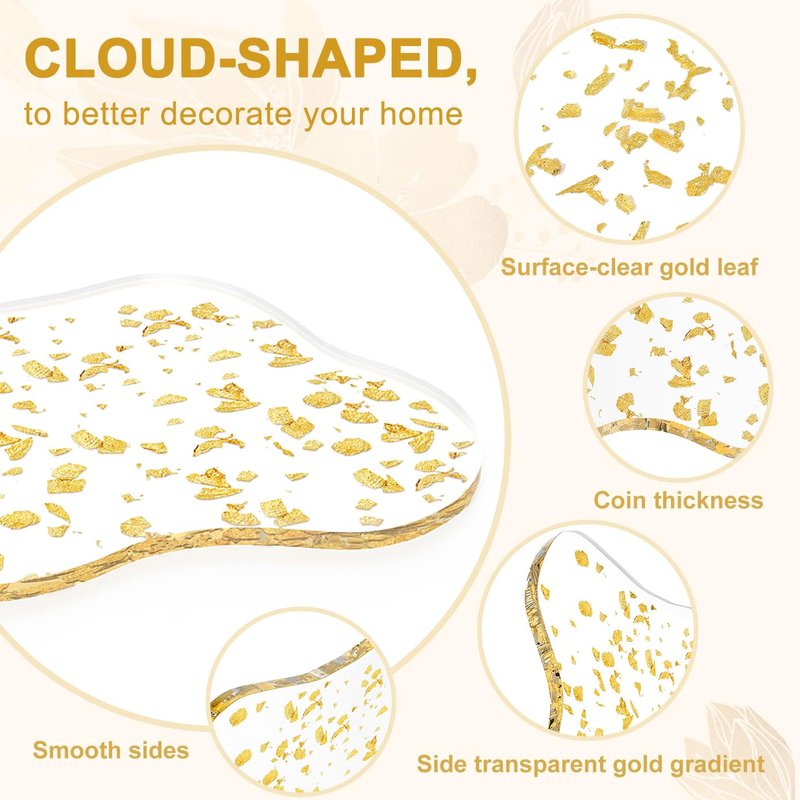 Sweet Elegance Set of 4 Acrylic Gold Foil Coasters Waterproof, Non-Slip, Durable Cup Mats for Home, Party, and Festival Decorate Drop Shape Table Ornamen