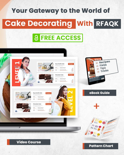 RFAQK 50PCs Cake Decorating Supplies Kit with 12" Aluminum Rotating Cake Turntable Stand, Professional Leveler, Straight & Offset Spatulas, 12 Numbered Icing Tips & Bags