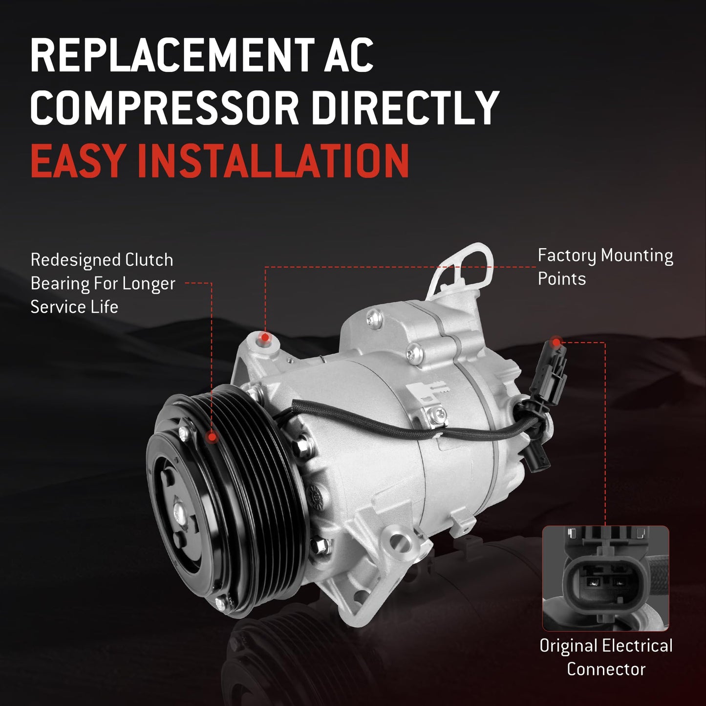 HYR New Air Conditioner AC Compressor with Clutch Compatible with Chevy Cruze 1.8L 2012 2013 2014 2015, 2016 Cruze Limited 1.8L, 6 grooves #CO 22227C,13346491,158272, 157272,1422227