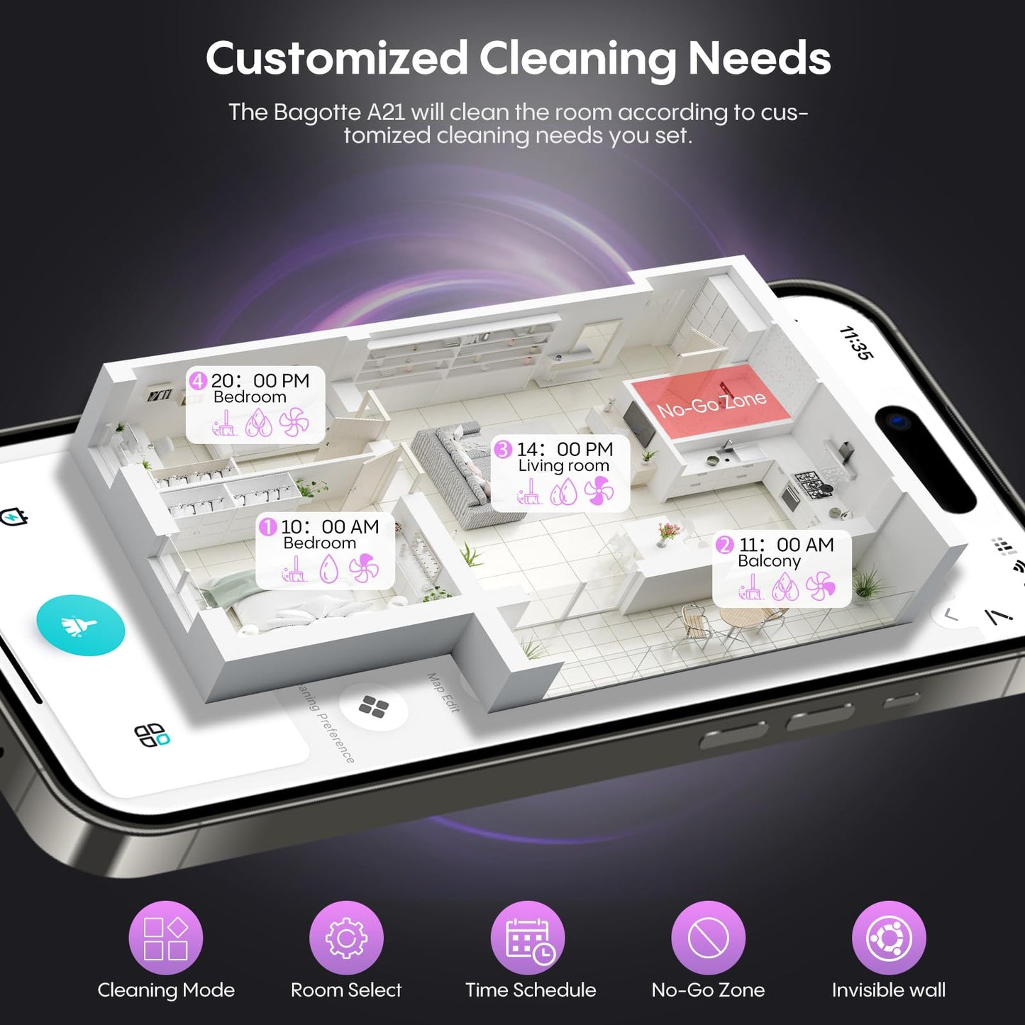 Bagotte Robot Vacuum and Mop Combo, 6000Pa Robotic Vacuum with Mapping, Self-Emptying Station for 90 Days Hands-Free Cleaning, LiDAR Navigation,Wi-Fi/App/Alexa Voice Control, for Carpets&Hard Floors