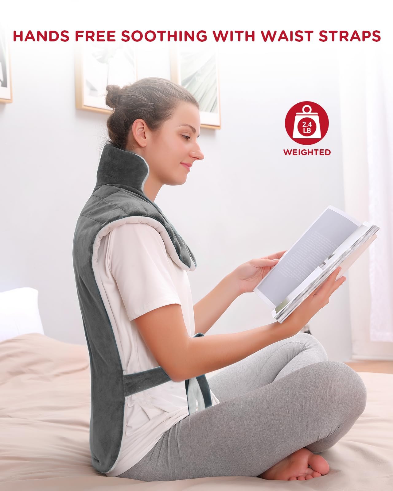Comfytemp Upgraded Heating Pad for Back Neck Shoulders Deeper Pain Relief, 22"x33" Large Weighted Electric Heat Pad, Gifts for Women Men, Safe Design — 2H Auto-Off, Soft & Washable